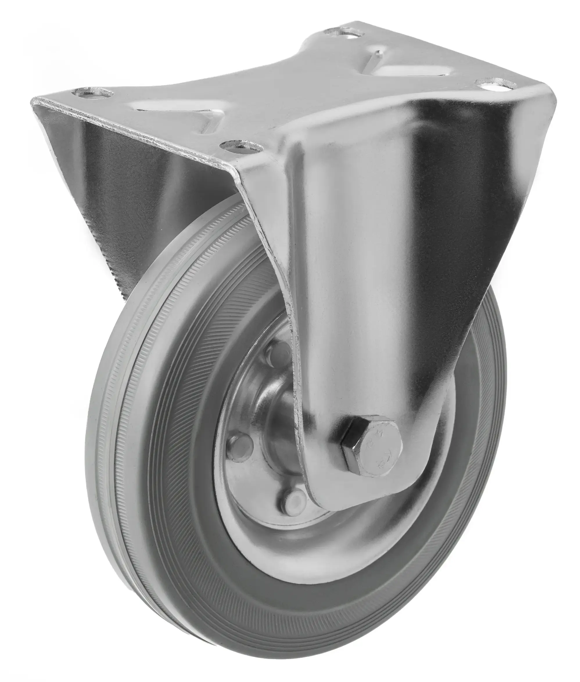 Промышленное колесо 160 мм (площадка, неповоротное, серая резина, роликоподшипник) - FC 63 f